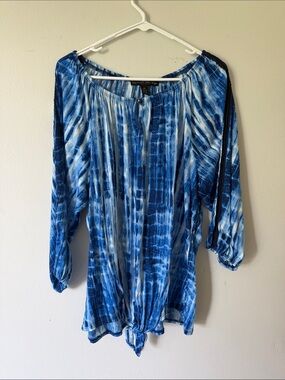 Blue Tie-Dye Peasant Blouse - Women French laundry 3X